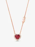 14K Rose Gold-Plated Sterling Silver Crystal Heart Necklace