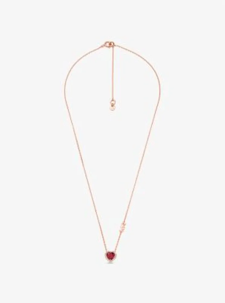 14K Rose Gold-Plated Sterling Silver Crystal Heart Necklace