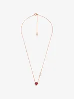 14K Rose Gold-Plated Sterling Silver Crystal Heart Necklace