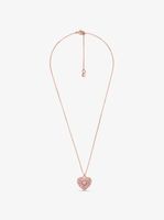 Collier en argent sterling à placage en or rose 14K à cœur à pavé