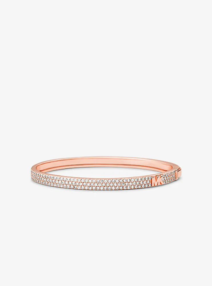 Bracelet en argent sterling à placage en métaux précieux à logo et à pavé