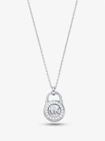 Precious Metal-Plated Sterling Silver Pavé Padlock Necklace