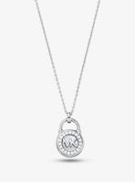 Precious Metal-Plated Sterling Silver Pavé Padlock Necklace