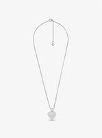 Collier en argent sterling à placage en métal précieux à médaillon en forme de cœur à pavé