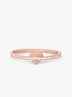 14K Rose Gold-Plated Sterling Silver Heart Pavé Bangle Bracelet