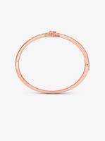 14K Rose Gold-Plated Sterling Silver Heart Pavé Bangle Bracelet