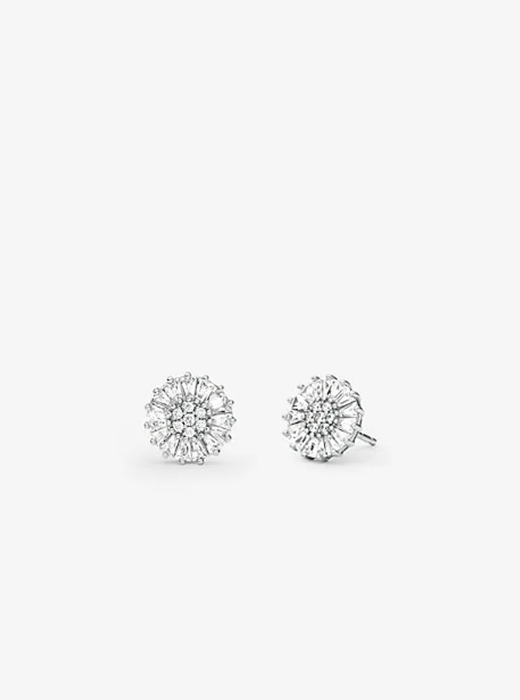 Precious Metal-Plated Sterling Silver Pavé Stud Earrings