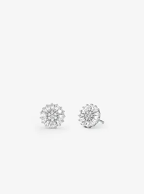 Precious Metal-Plated Sterling Silver Pavé Stud Earrings