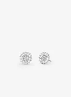 Precious Metal-Plated Sterling Silver Pavé Stud Earrings