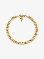 14K Gold-Plated Brass Pavé Logo Curb Link Necklace