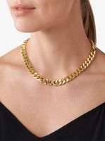 14K Gold-Plated Brass Pavé Logo Curb Link Necklace