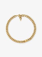 14K Gold-Plated Brass Pavé Logo Curb Link Necklace