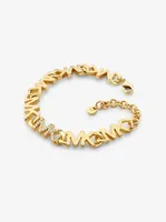 Bracelet en laiton à placage en or 14K à chaîne à logo à pavé