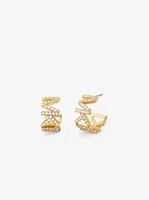 14K Gold-Plated Brass Pavé Logo Small Hoop Earrings