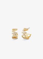 14K Gold-Plated Brass Pavé Logo Small Hoop Earrings