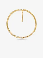 14K Gold-Plated Brass Pavé Logo Chain Necklace