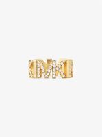 Precious Metal-Plated Brass Pavé Logo Chain Ring