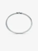 Platinum-Plated Brass Pavé Logo Bangle