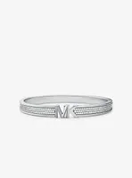 Platinum-Plated Brass Pavé Logo Bangle