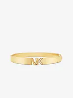 14K Gold-Plated Brass Pavé Logo Bangle