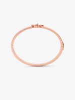 14K Rose Gold-Plated Brass Pavé Logo Bangle