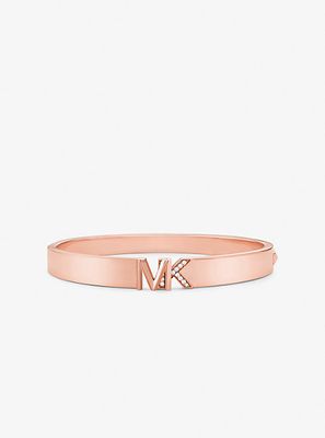 Bracelet en laiton à placage en or rose 14K à logo et à pavé