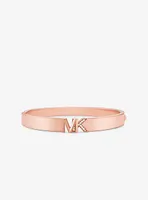 Bracelet en laiton à placage en or rose 14K à logo et à pavé