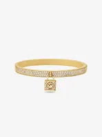 Bracelet en laiton à placage en or 14K à cadenas et à pavé