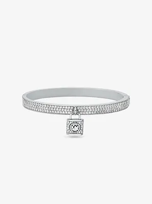 Platinum-Plated Brass Pavé Lock Bangle