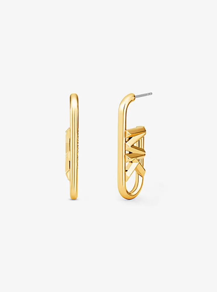 Precious Metal-Plated Brass Empire Logo Earrings