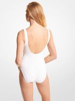 Embellished Textured Stretch Swimsuit