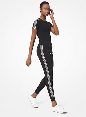 Pantalon de jogging en tricot texturé à bande logo