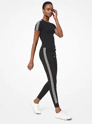 Logo Tape Textured Knit Joggers