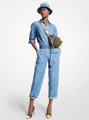 Michael Kors Chambray Belted Jumpsuit | Metropolis at Metrotown