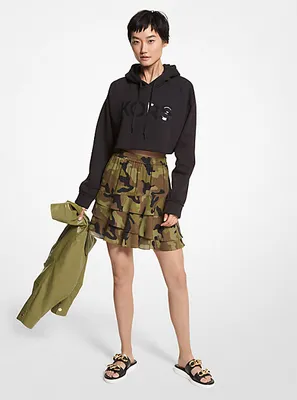 Camouflage Silk Georgette Ruffled Skirt