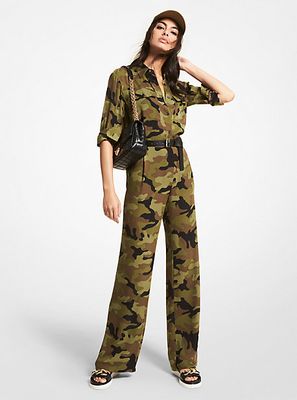 Camouflage Silk Georgette Jumpsuit