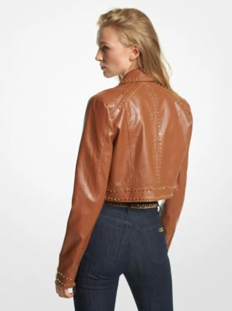Astor Studded Faux Leather Moto Jacket