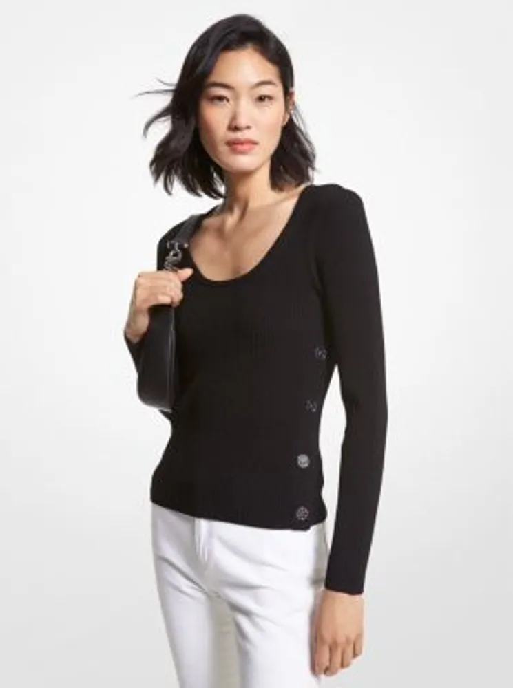 Ribbed Stretch Knit Sweater