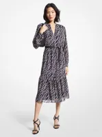 Robe mi-longue en crêpe georgette à imprimé de chaîne