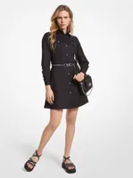 Organic Stretch Cotton Poplin Belted Shirtdress