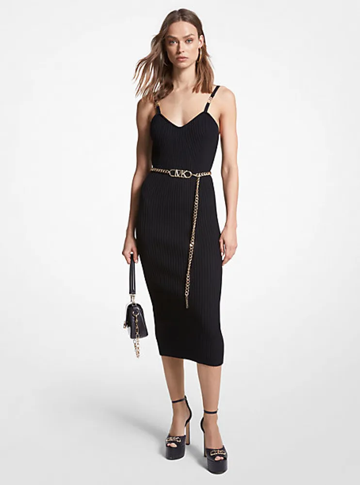 Michael Kors + Ribbed Stretch Viscose Belted Bustier Dress | Galeries  Capitale