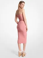 Ribbed Stretch Viscose Belted Bustier Dress