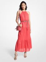 Chain Halter Cotton Lawn Midi Dress