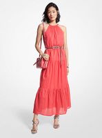 Chain Halter Cotton Lawn Midi Dress