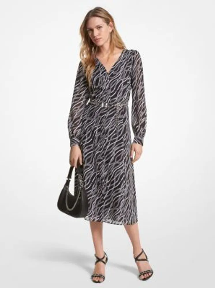 Status Print Georgette Midi Dress  Michael Kors