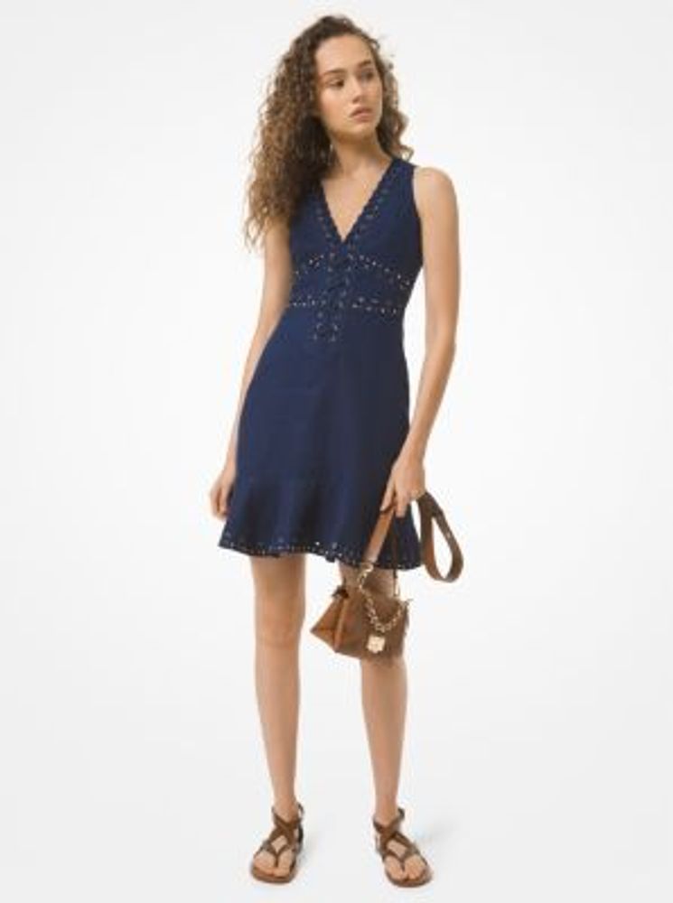 Lace-Up Washed Linen Dress