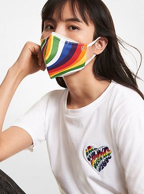 Wavy Rainbow Stretch Cotton Face Mask