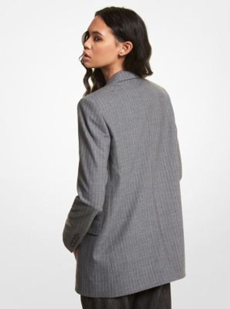 Striped Stretch Wool Boyfriend Blazer