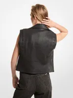 Gilet de moto en cuir grainé