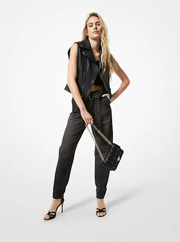 Gilet de moto en cuir grainé